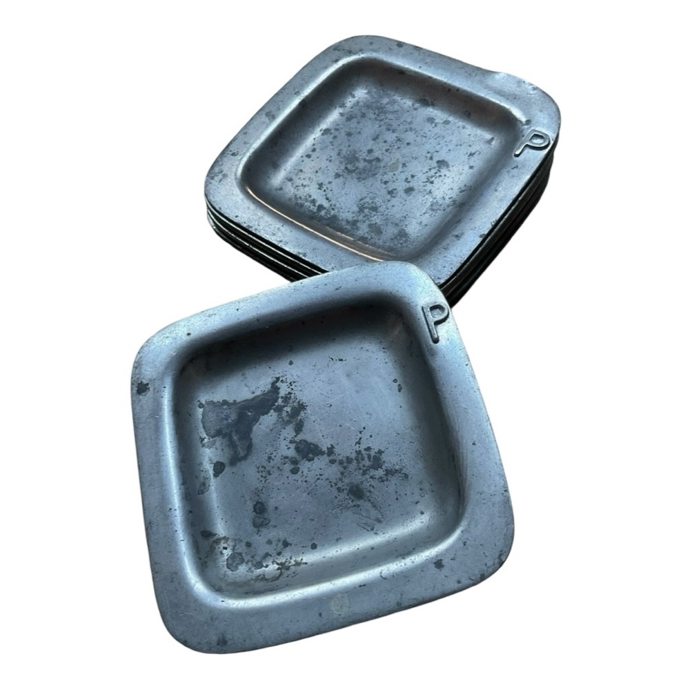 Porter Blanchard Pewter Monogram Mini Tray Embossed “P” Initial